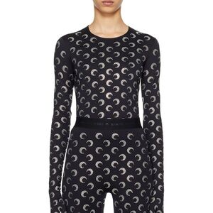 MARINE SERRE
Black Recycled Moon Strass Jersey SS Crewneck Top